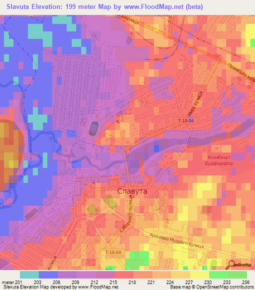 Slavuta,Ukraine Elevation Map