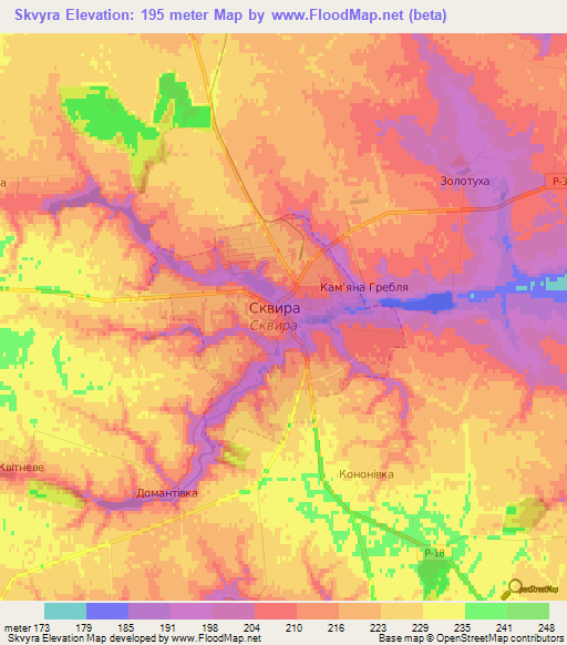 Skvyra,Ukraine Elevation Map