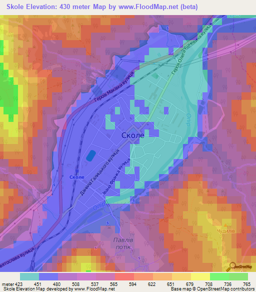 Skole,Ukraine Elevation Map