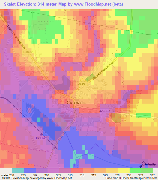 Skalat,Ukraine Elevation Map
