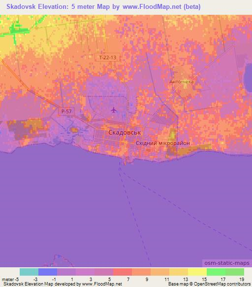 Skadovsk,Ukraine Elevation Map