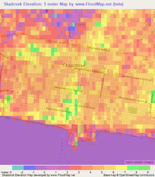 Skadovsk,Ukraine Elevation Map