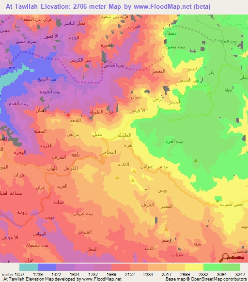 At Tawilah,Yemen Elevation Map