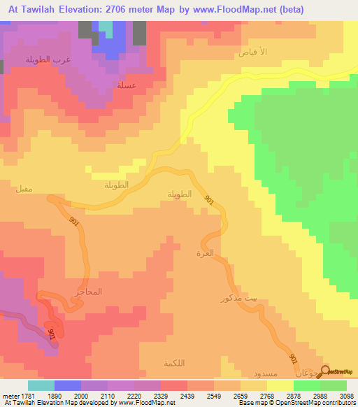 At Tawilah,Yemen Elevation Map