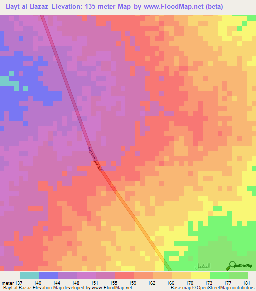Bayt al Bazaz,Yemen Elevation Map