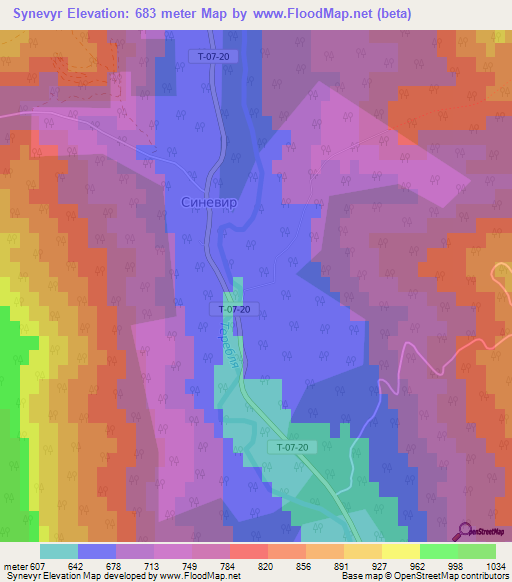 Synevyr,Ukraine Elevation Map