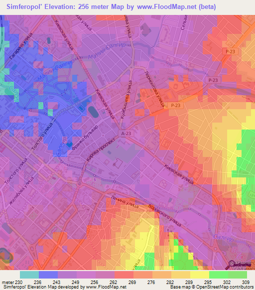 Simferopol',Ukraine Elevation Map