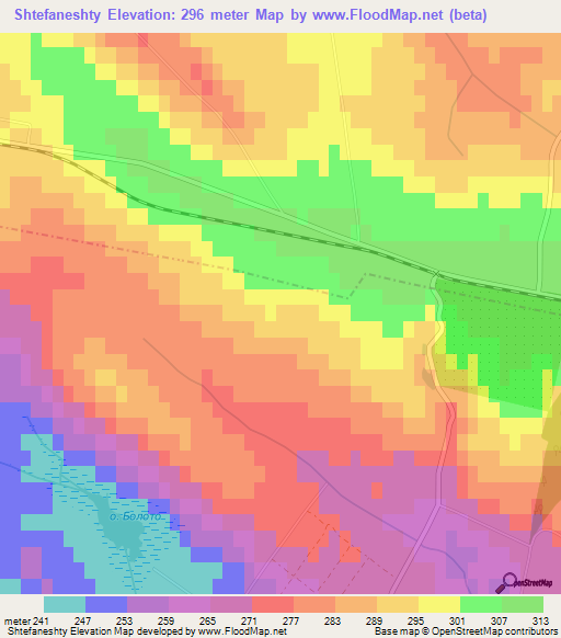 Shtefaneshty,Ukraine Elevation Map