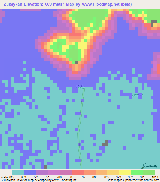 Zukaykah,Yemen Elevation Map