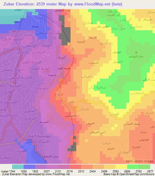 Zukar,Yemen Elevation Map