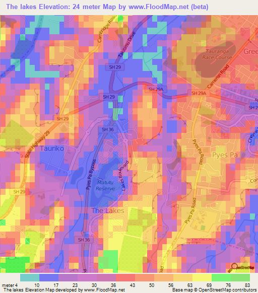 The lakes,New Zealand Elevation Map