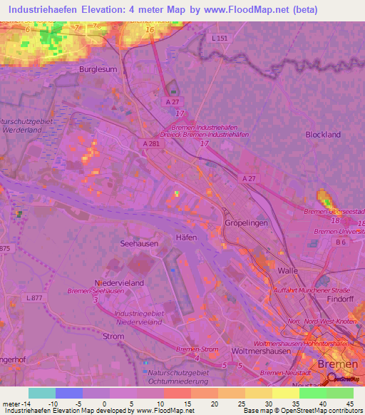 Industriehaefen,Germany Elevation Map