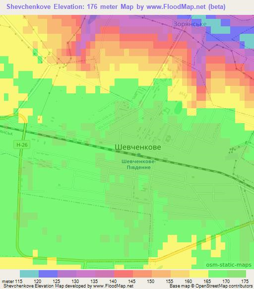 Shevchenkove,Ukraine Elevation Map