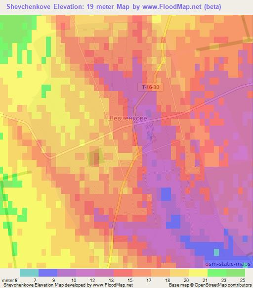 Shevchenkove,Ukraine Elevation Map