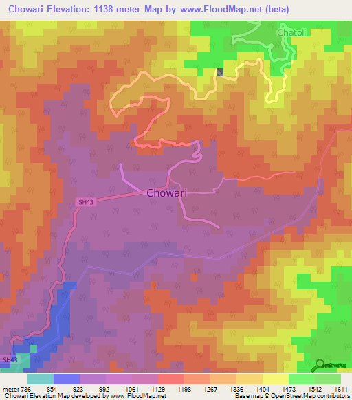 Chowari,India Elevation Map