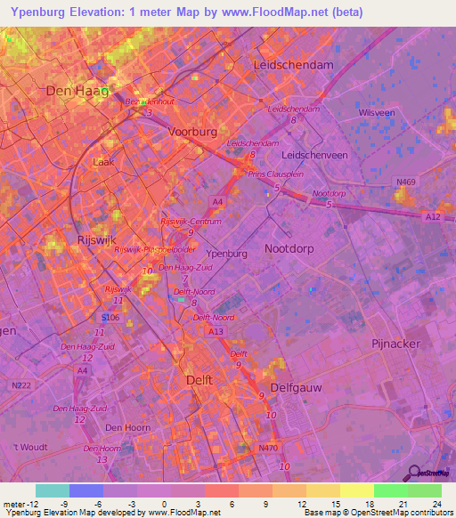 Ypenburg,Netherlands Elevation Map