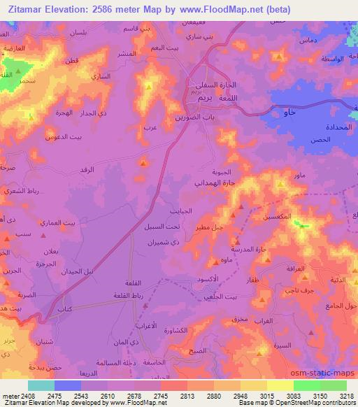 Zitamar,Yemen Elevation Map