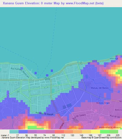 Xanana Gusm,East Timor Elevation Map