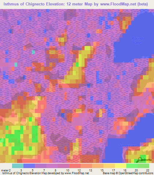 Isthmus of Chignecto,Canada Elevation Map