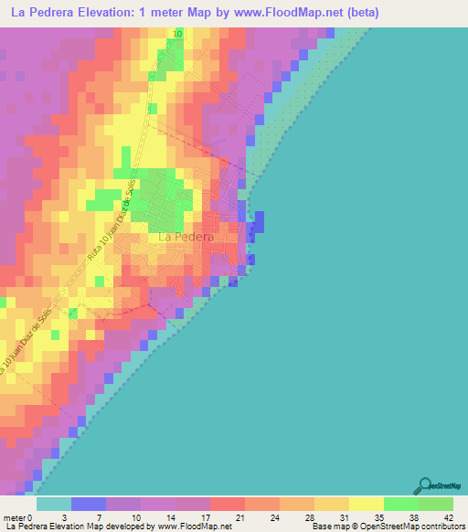 La Pedrera,Uruguay Elevation Map