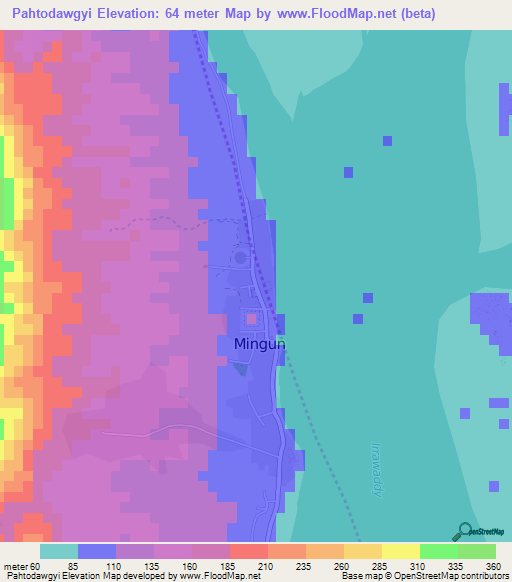 Pahtodawgyi,Myanmar Elevation Map