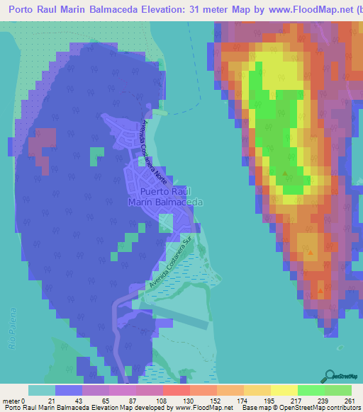 Porto Raul Marin Balmaceda,Chile Elevation Map