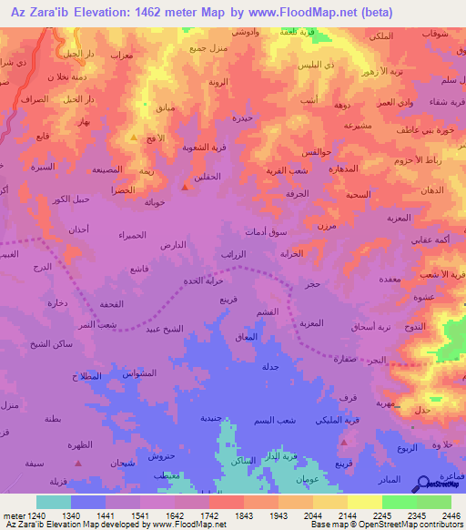 Az Zara'ib,Yemen Elevation Map
