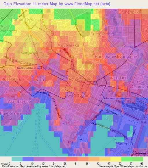 Oslo,Norway Elevation Map