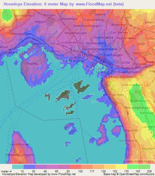 Hovedoya,Norway Elevation Map