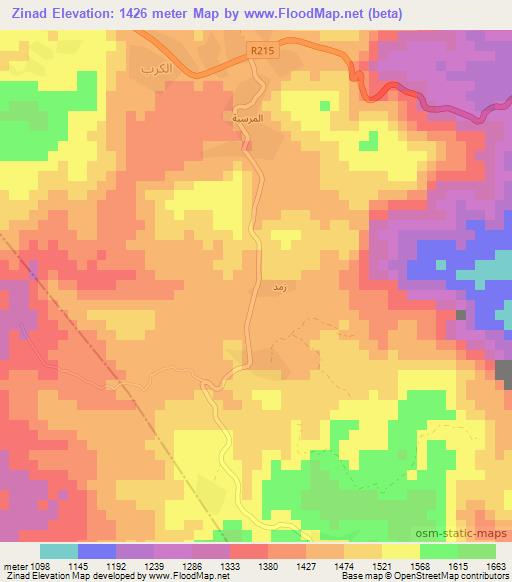 Zinad,Yemen Elevation Map