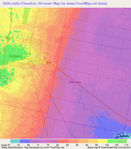Bella Italia,Argentina Elevation Map