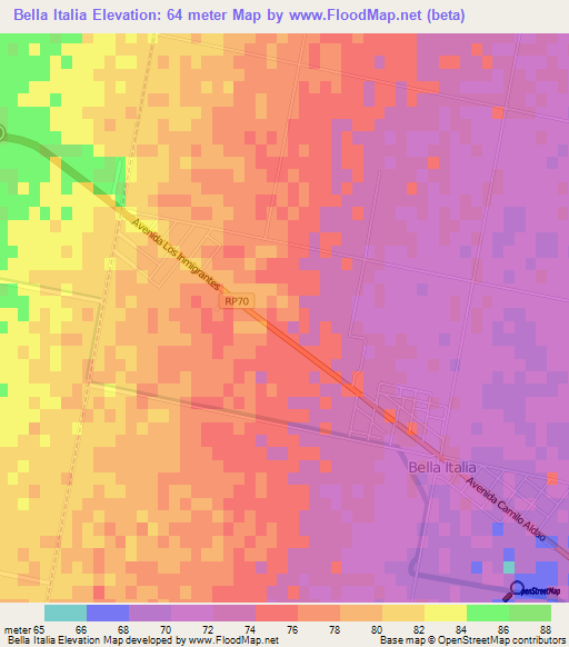 Bella Italia,Argentina Elevation Map