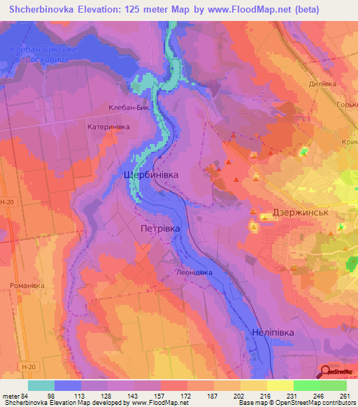 Shcherbinovka,Ukraine Elevation Map