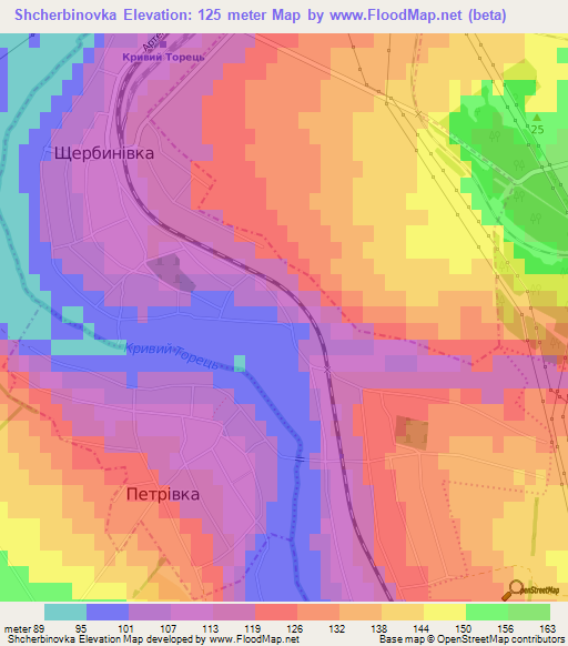 Shcherbinovka,Ukraine Elevation Map