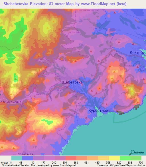 Shchebetovka,Ukraine Elevation Map