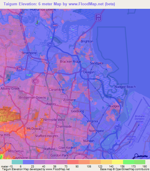 Taigum,Australia Elevation Map