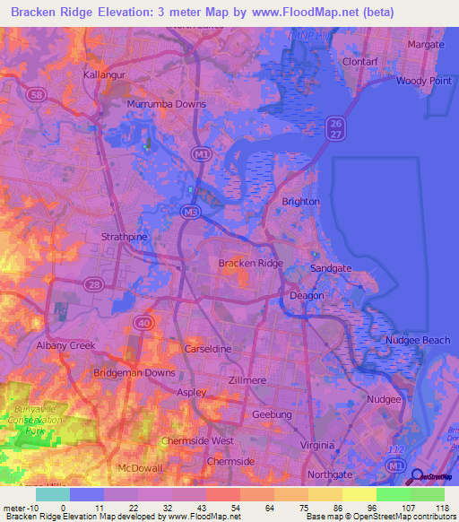 Bracken Ridge,Australia Elevation Map