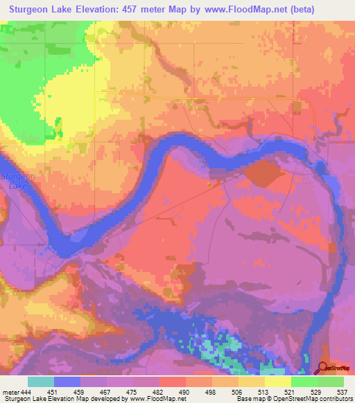 Sturgeon Lake,Canada Elevation Map
