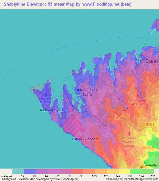 Shablykina,Ukraine Elevation Map