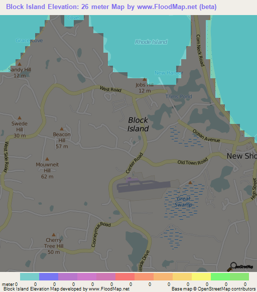 Block Island,US Elevation Map