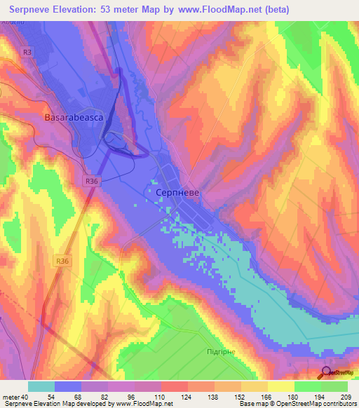 Serpneve,Ukraine Elevation Map