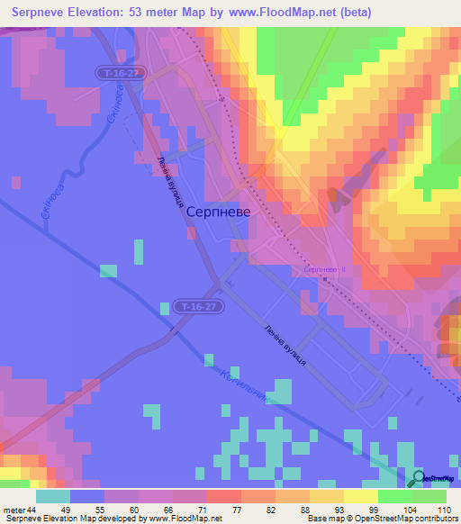 Serpneve,Ukraine Elevation Map