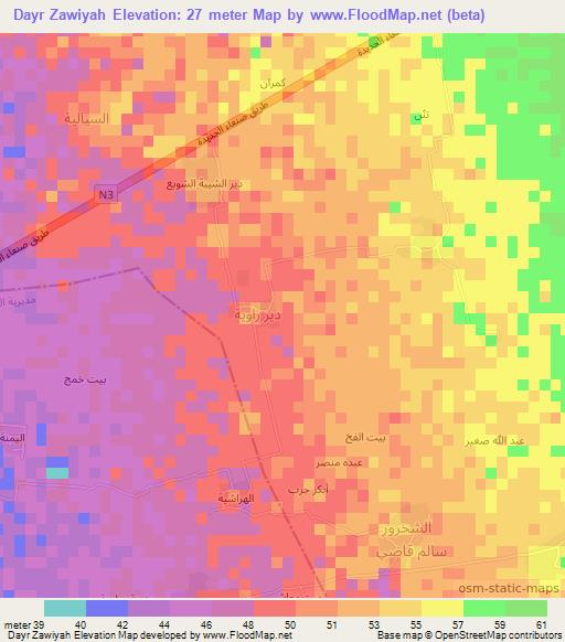 Dayr Zawiyah,Yemen Elevation Map