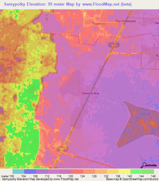 Semypolky,Ukraine Elevation Map