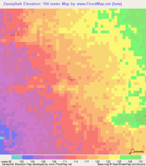 Zanaqihah,Yemen Elevation Map