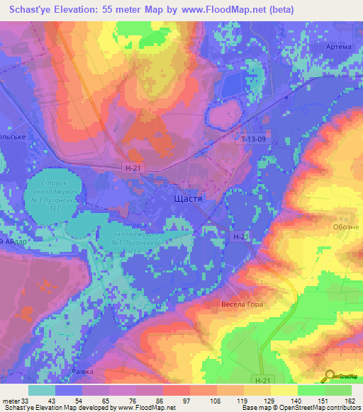 Schast'ye,Ukraine Elevation Map
