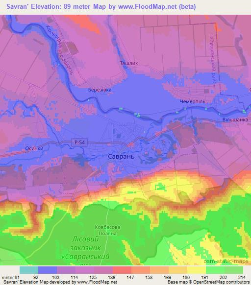 Savran',Ukraine Elevation Map