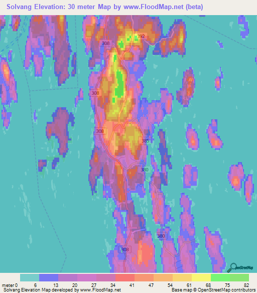 Solvang,Norway Elevation Map