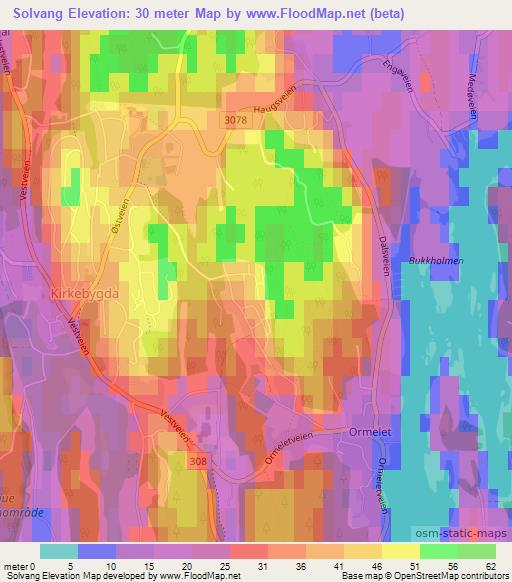 Solvang,Norway Elevation Map