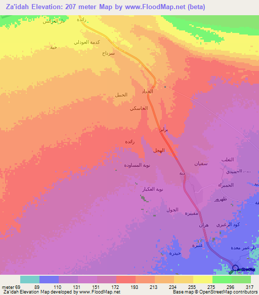 Za'idah,Yemen Elevation Map